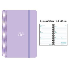 SENFORT Agenda Anual 2027 Pastel Espiral Lila
