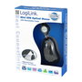 LogiLink ID0016 Ratón Óptico con Cable Retráctil, USB, 800 DPI, Ambidiestro, Negro, Iluminación Azul, Plug and Play