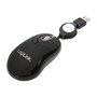 LogiLink ID0016 Ratón Óptico con Cable Retráctil, USB, 800 DPI, Ambidiestro, Negro, Iluminación Azul, Plug and Play