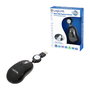 LogiLink ID0016 Ratón Óptico con Cable Retráctil, USB, 800 DPI, Ambidiestro, Negro, Iluminación Azul, Plug and Play