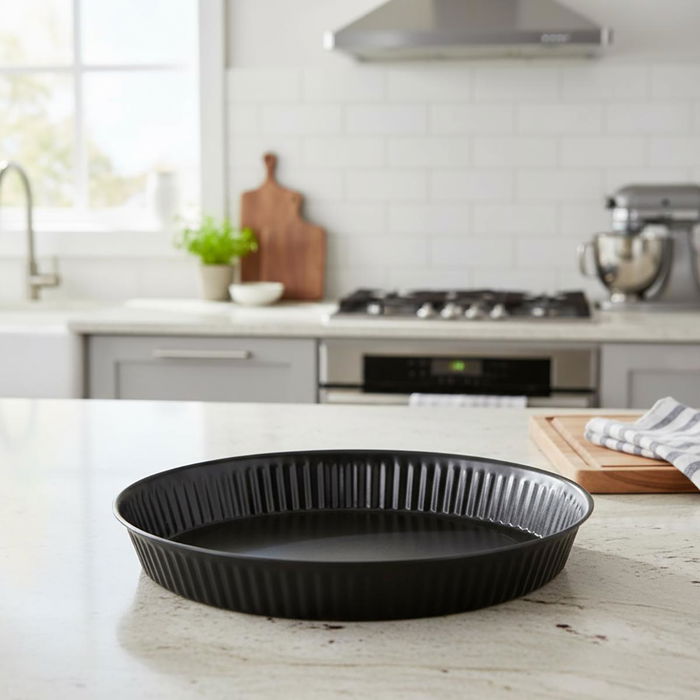 Molde Tarta Hondo Acero Pintado Sweet Grey Quid 32x3 cm (12 Unidades)