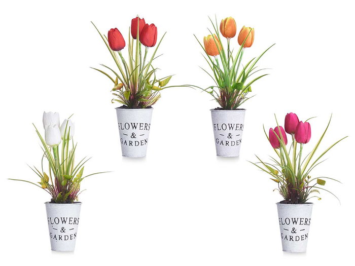 IBERGARDEN Planta Tulipan en Bote Metal Surtidos 15 cm x 31 cm x 15 cm (Set de 12)