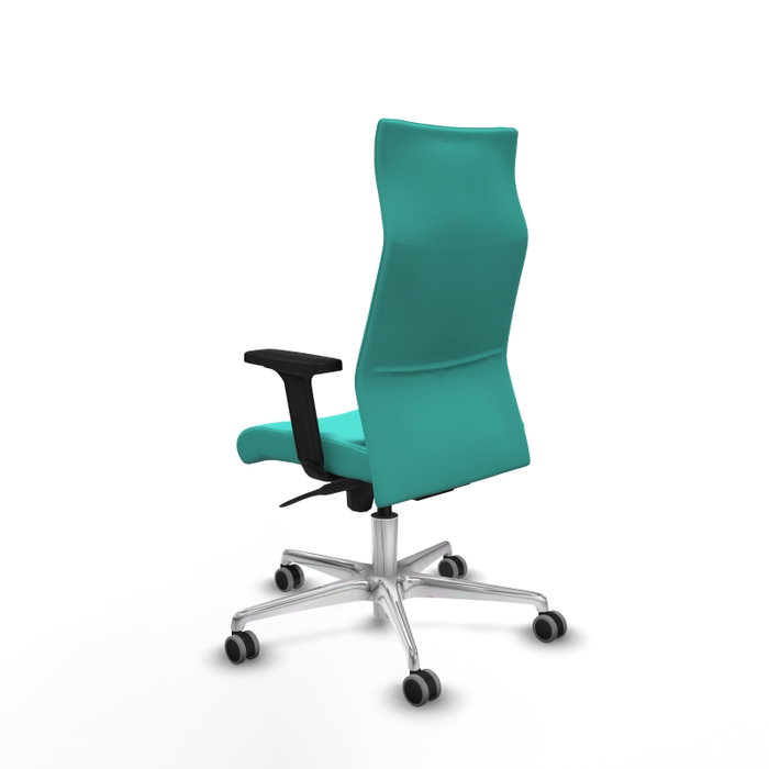 PIQUERAS Y CRESPO Sillón Albacete con mecanismo Sincro, Similpiel Turquesa y Base de Aluminio