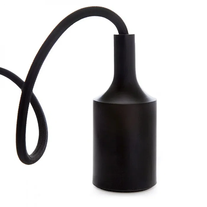 Portalámparas E27 con Cable y Rosetón Negro para Crear Ambiente Moderno y Minimalista