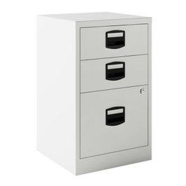Bisley Cajonera Metálica con 2 Cajones Personales y 1 Cajón de Archivo, Blanco, Fondo 40cm
