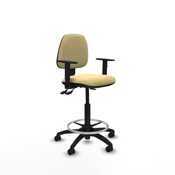 PIQUERAS Y CRESPO Taburete Isso AS similpiel crema con brazos 1D PIQUERAS Y CRESPO Taburete Isso AS similpiel crema con brazos 1D