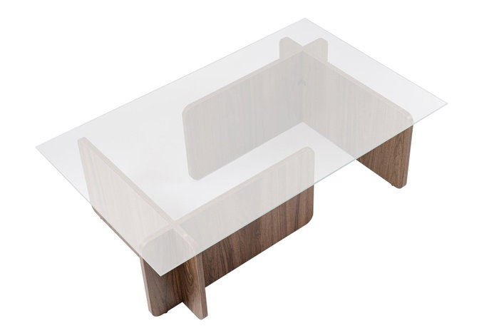Nordure Mesa de Centro Flavio Nogal Cristal Templado Tablero Melamina 105x65x30 cm
