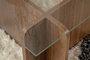 Nordure Mesa de Centro Flavio Nogal Cristal Templado Tablero Melamina 105x65x30 cm