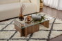 Nordure Mesa de Centro Flavio Nogal Cristal Templado Tablero Melamina 105x65x30 cm