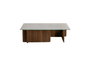 Nordure Mesa de Centro Flavio Nogal Cristal Templado Tablero Melamina 105x65x30 cm