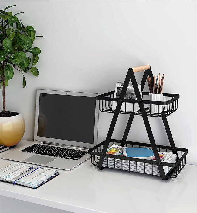 Inde Cesta de Ordenación Metal 2 Niveles 27x17x29 cm (8 Unidades)