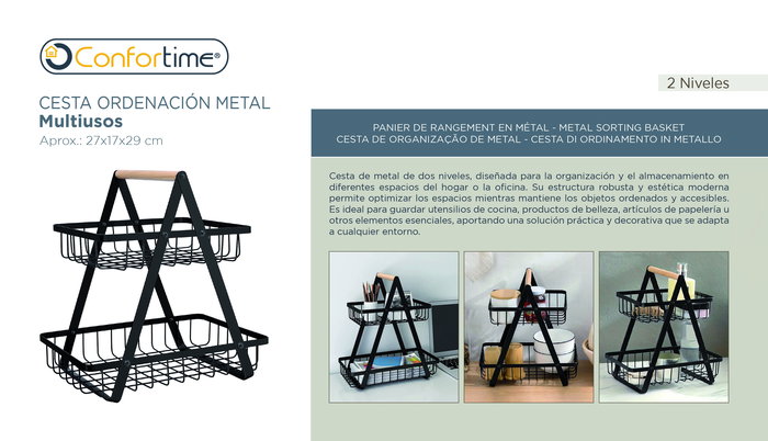 Inde Cesta de Ordenación Metal 2 Niveles 27x17x29 cm (8 Unidades)