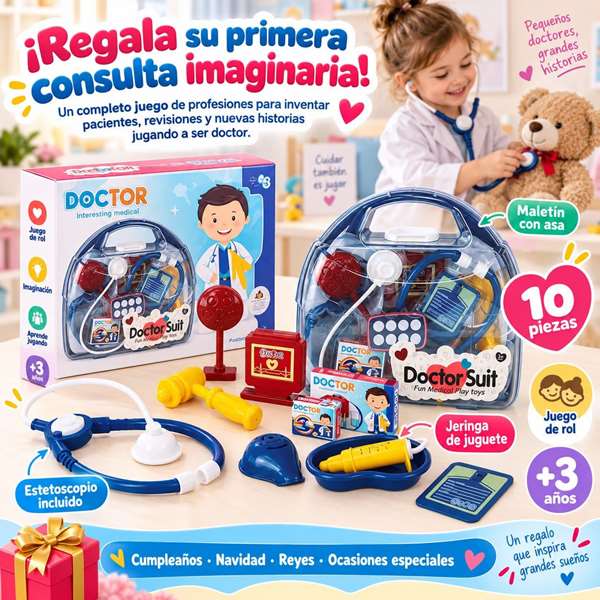 JugaToys Maletín Doctor con 10 accesorios