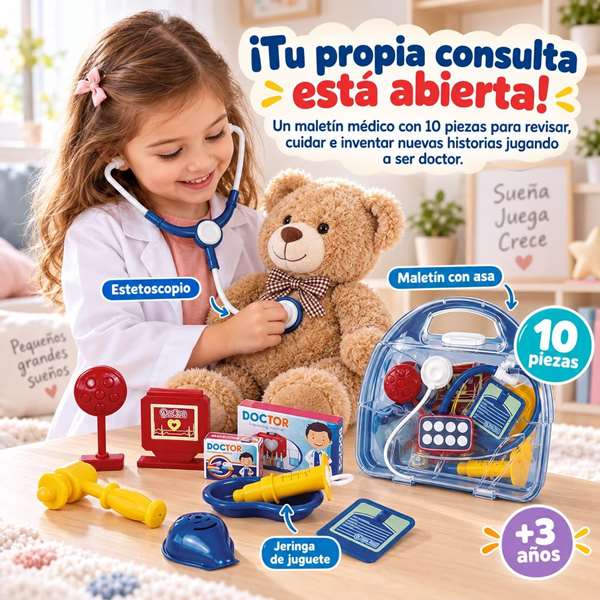 JugaToys Maletín Doctor con 10 accesorios