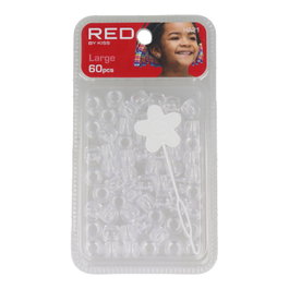 Red Kiss L Hair Beads 60 Pcs Clear