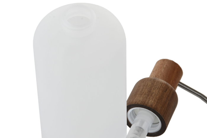 DKD Home Decor Dosificador Cristal Acacia Mate Blanco y Marrón 8x7x21 cm