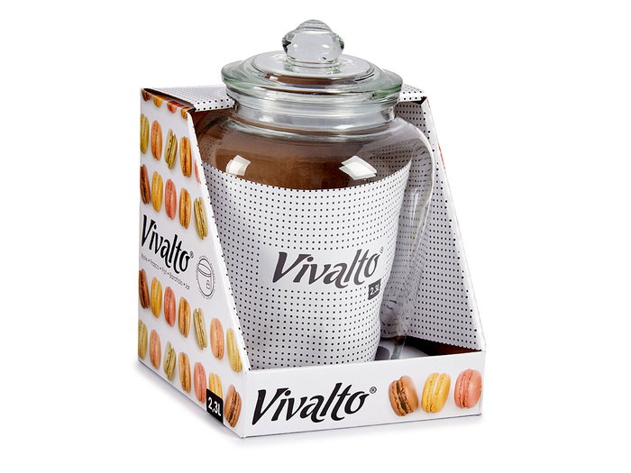 Vivalto Bote Vidrio Hermetico 2,3L Transparente 15x23.8x15 cm (Set de 8)