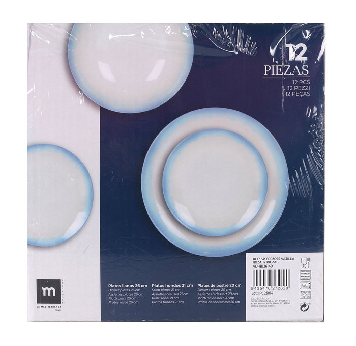 Vajilla Ibiza 12 Piezas - La Mediterranea (2 Unidades)