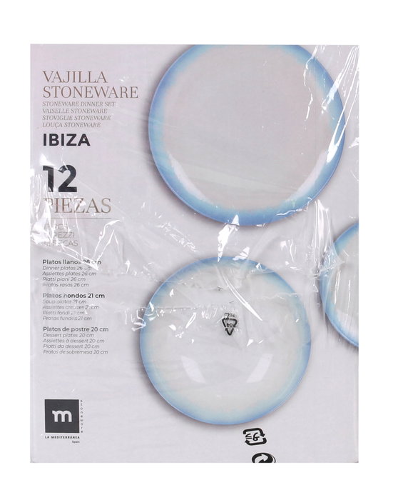 Vajilla Ibiza 12 Piezas - La Mediterranea (2 Unidades)