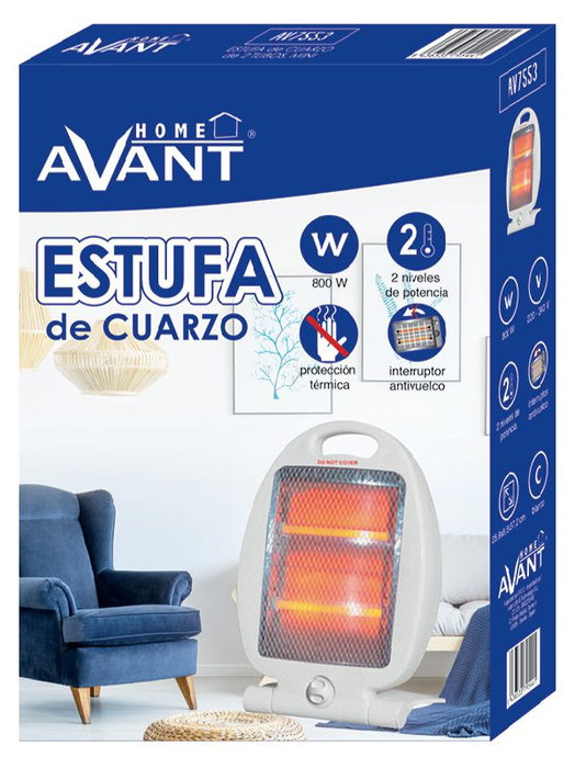 AVANT Estufa de Cuarzo Mini - 2 Tubos - 800W - Estufa de Cuarzo Avant Mini - 2 Tubos - 800W