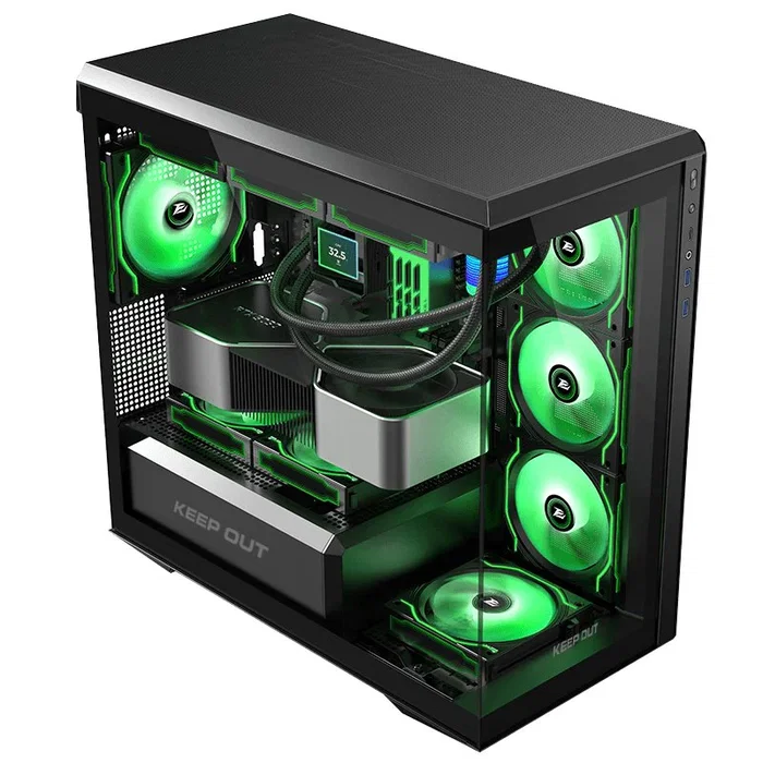 KeepOut XC-905 PRO+ Caja Gaming Micro-ATX/ITX Negra con 4 Ventiladores ARGB PWM, USB Tipo-C, USB 3.0 y Cristal Templado, Incluye HUB