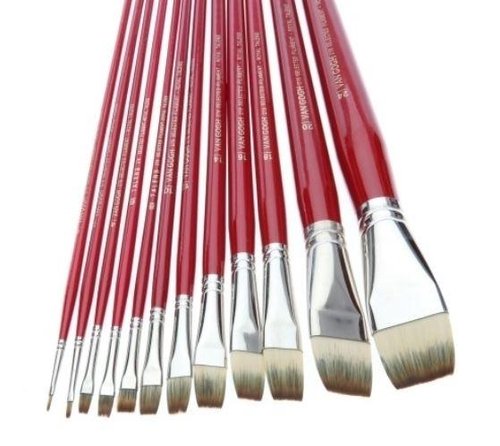 VAN GOGH Set de 6 Pinceles Toray Mango Largo Rojo Plano 278/00 Nº2/0 para Óleo y Acrílico VAN GOGH Set de 6 Pinceles Toray Mango Largo Rojo Plano 278/00 Nº2/0 para Óleo y Acrílico
