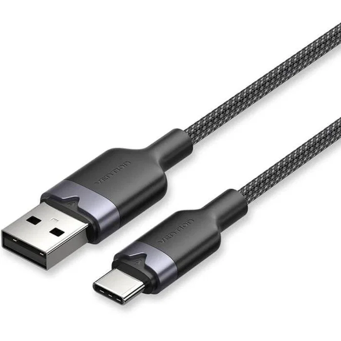 Vention Cable USB 2.0 Tipo-C a USB-A CTNBH para Carga Rápida de 60W y Datos 480Mbps, 2 Metros, Negro, Conectores Niquelados