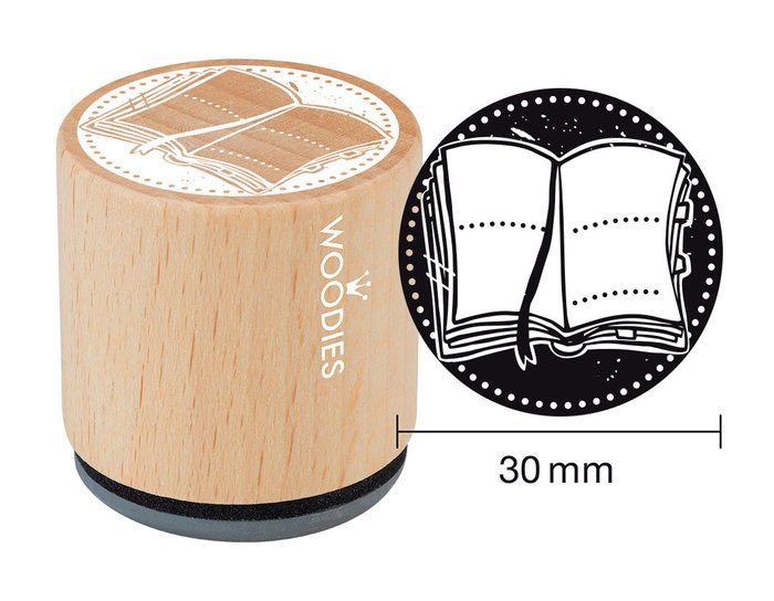 Woodies Sello de madera y caucho libro abierto 33x30mm Woodies Sello de madera y caucho libro abierto 33x30mm