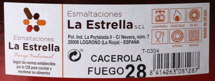 La Estrella Cacerola Esmaltada con Tapa 28 cm 6.3 L Colección Fuego (6 Unidades)