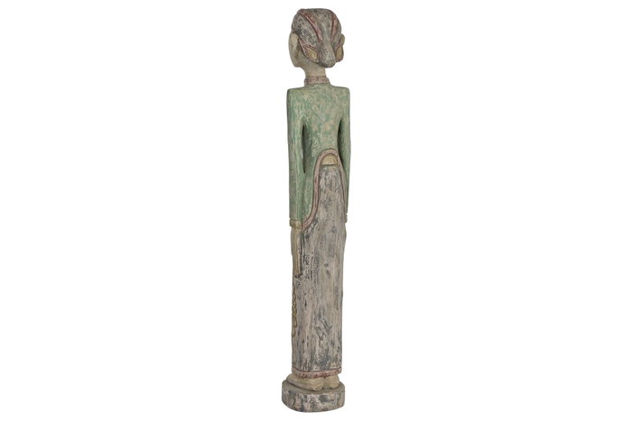 DKD Home Decor Set de 2 Figuras de Madera Tallada Policromía TALLAS INDO 24