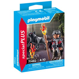 PLAYMOBIL Guerrero Con Lobo, Figura Special Plus 71482, Figura de Acción con Capa y Lobo con Articulaciones Móviles, Juguete para Niños +4 Años