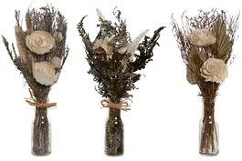 DKD Home Decor Planta de Flor Seca y Cristal Surtido de 3 Unidades