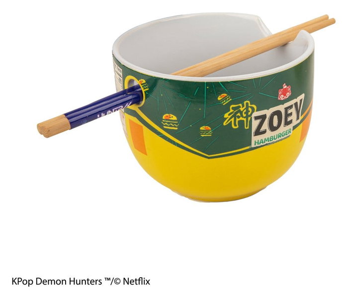 Cinereplicas Bol de Ramen Zoey Hamburger Kpop Demon Hunters con Palillos