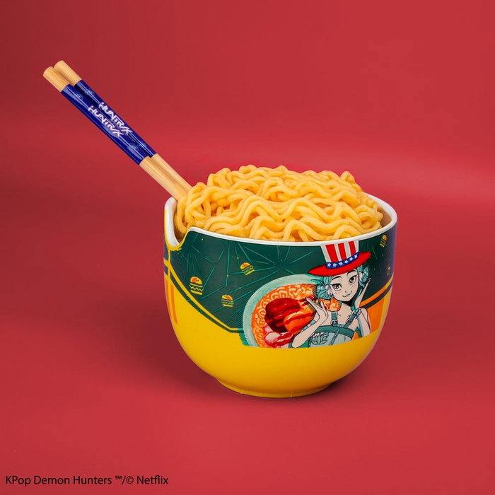 Cinereplicas Bol de Ramen Zoey Hamburger Kpop Demon Hunters con Palillos