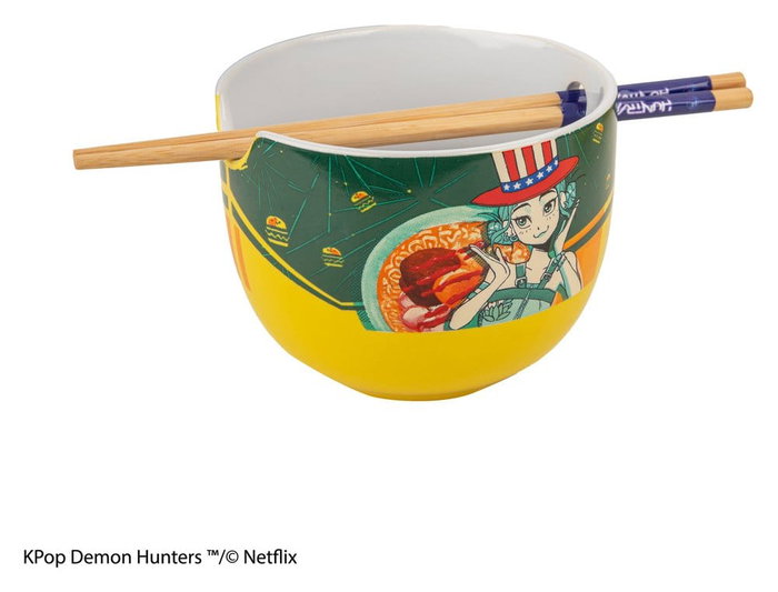 Cinereplicas Bol de Ramen Zoey Hamburger Kpop Demon Hunters con Palillos