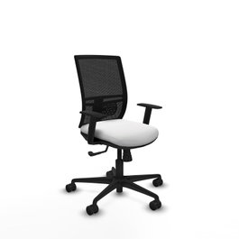 PIQUERAS Y CRESPO Silla de oficina Yunquera, Mecanismo Sincro, Tela Blanca y Malla Negra