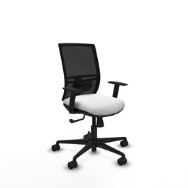PIQUERAS Y CRESPO Silla de oficina Yunquera con mecanismo Sincro, Tela Blanca y Malla Negra