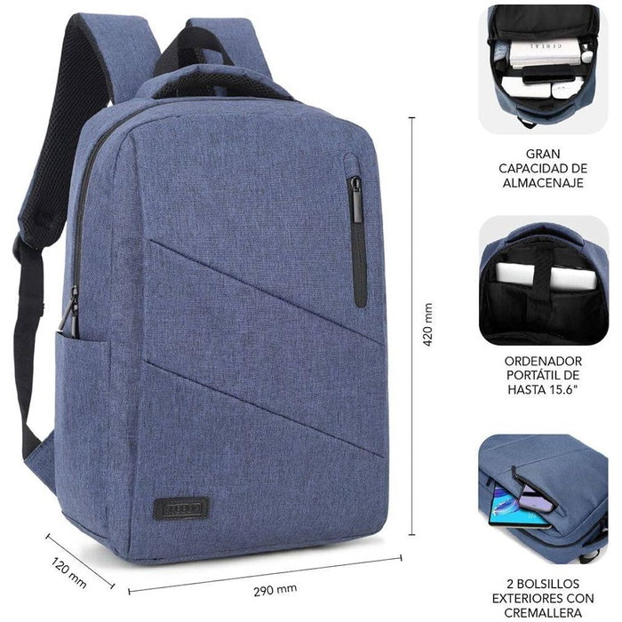 Subblim City Backpack Mochila para Portátil 15,6 pulg. Azul