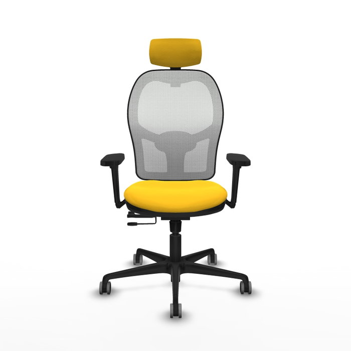 PIQUERAS Y CRESPO Silla de oficina Jorquera Amarillo/Blanco con mecanismo Sincro/Traslack y brazos 3D PIQUERAS Y CRESPO Silla de oficina Jorquera Amarillo/Blanco con mecanismo Sincro/Traslack y brazos 3D