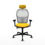 PIQUERAS Y CRESPO Silla de oficina Jorquera Amarillo/Blanco con mecanismo Sincro/Traslack y brazos 3D
