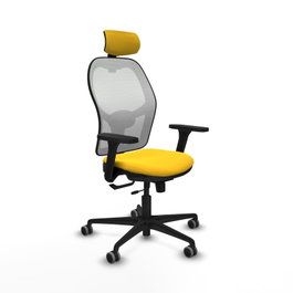 PIQUERAS Y CRESPO Silla de oficina Jorquera Amarillo/Blanco con mecanismo Sincro/Traslack y brazos 3D