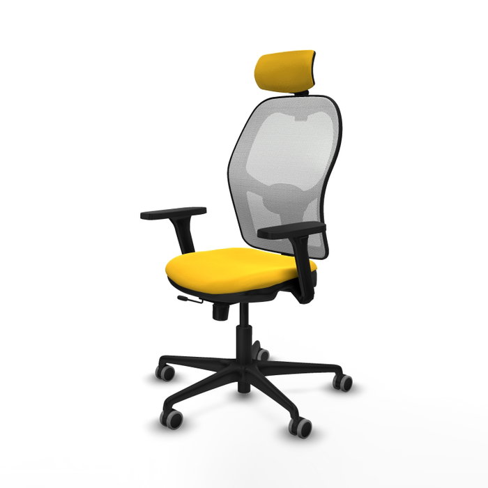 PIQUERAS Y CRESPO Silla de oficina Jorquera Amarillo/Blanco con mecanismo Sincro/Traslack y brazos 3D PIQUERAS Y CRESPO Silla de oficina Jorquera Amarillo/Blanco con mecanismo Sincro/Traslack y brazos 3D