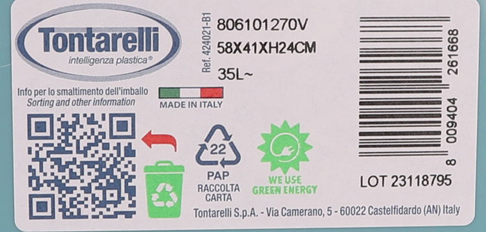 Tontarelli Cesta Ropa 35L "Classic" Azul 58 x 41 cm (12 Unidades)