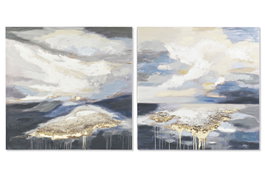 DKD Home Decor Cuadro Lienzo Pino Abstracto 100x100 cm (Pack de 2)