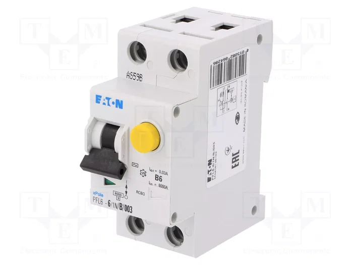 EATON ELECTRIC RCBO PFL6 6A 30mA 1+N EATON ELECTRIC RCBO PFL6 6A 30mA 1+N