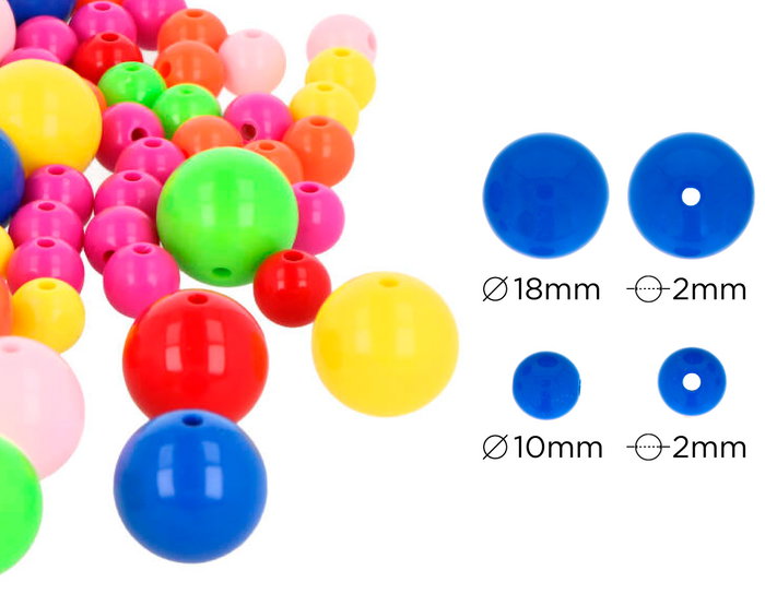 Innspiro Bote de Cuentas de Plástico Redondas Colores y Medidas Surtidas 500g