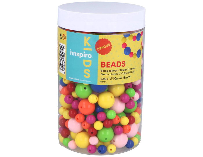Innspiro Bote de Cuentas de Plástico Redondas Colores y Medidas Surtidas 500g