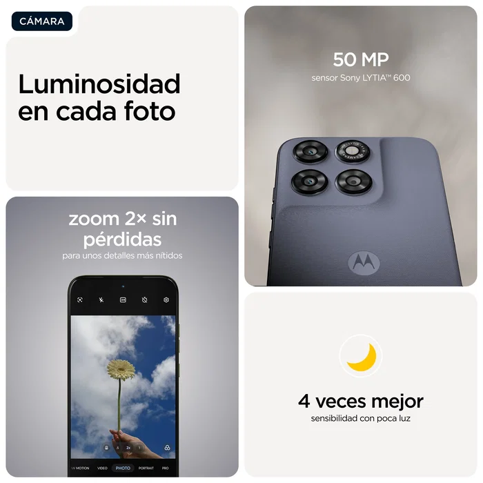 Motorola moto g67 5G Smartphone - 6.8" Extreme AMOLED 120Hz, 256GB, 4GB RAM, Dual SIM, Cámara Sony 50MP, IP64, Color Gris