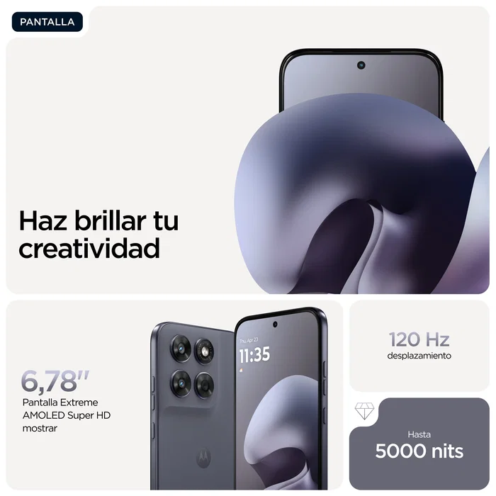Motorola moto g67 5G Smartphone - 6.8" Extreme AMOLED 120Hz, 256GB, 4GB RAM, Dual SIM, Cámara Sony 50MP, IP64, Color Gris