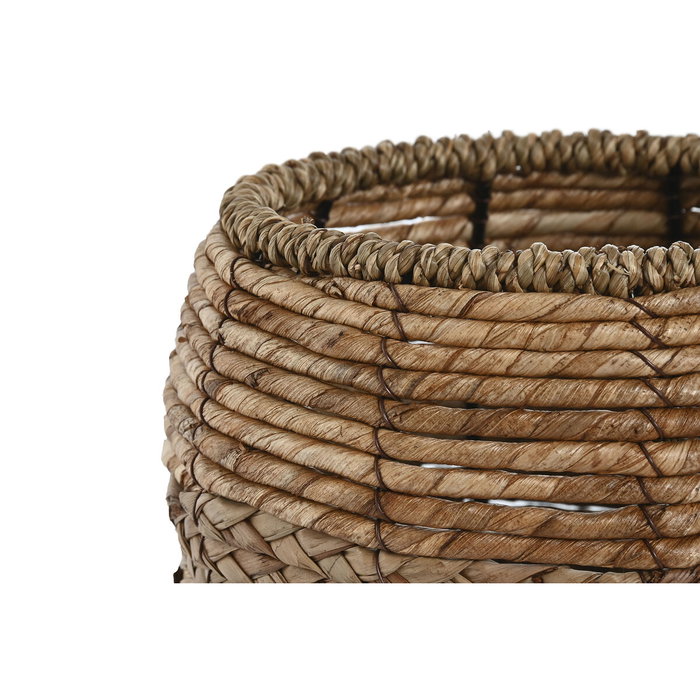 DKD Home Decor Set de 3 Maceteros de Fibra y Metal Natural 35x35x25 cm